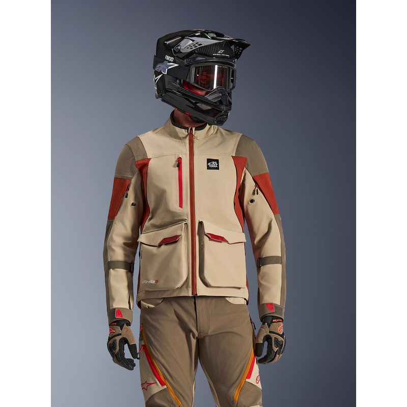 Chaqueta de moto Alpinestars Maxdura Drystar XF marrón-naranja