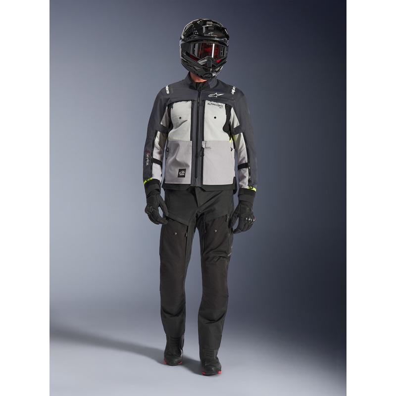 Chaqueta de moto Alpinestars Cusco Drystar gris claro-azul claro-azul oscuro