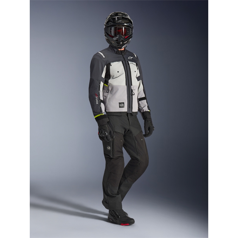 Chaqueta de moto Alpinestars Cusco Drystar gris claro-azul claro-azul oscuro