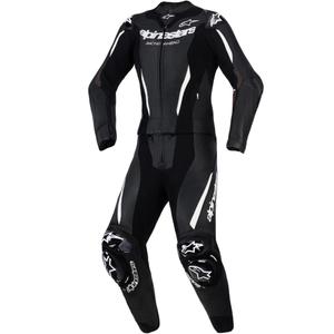 Traje de moto de cuero de dos piezas para mujer Alpinestars Stella GP-R7, color negro.