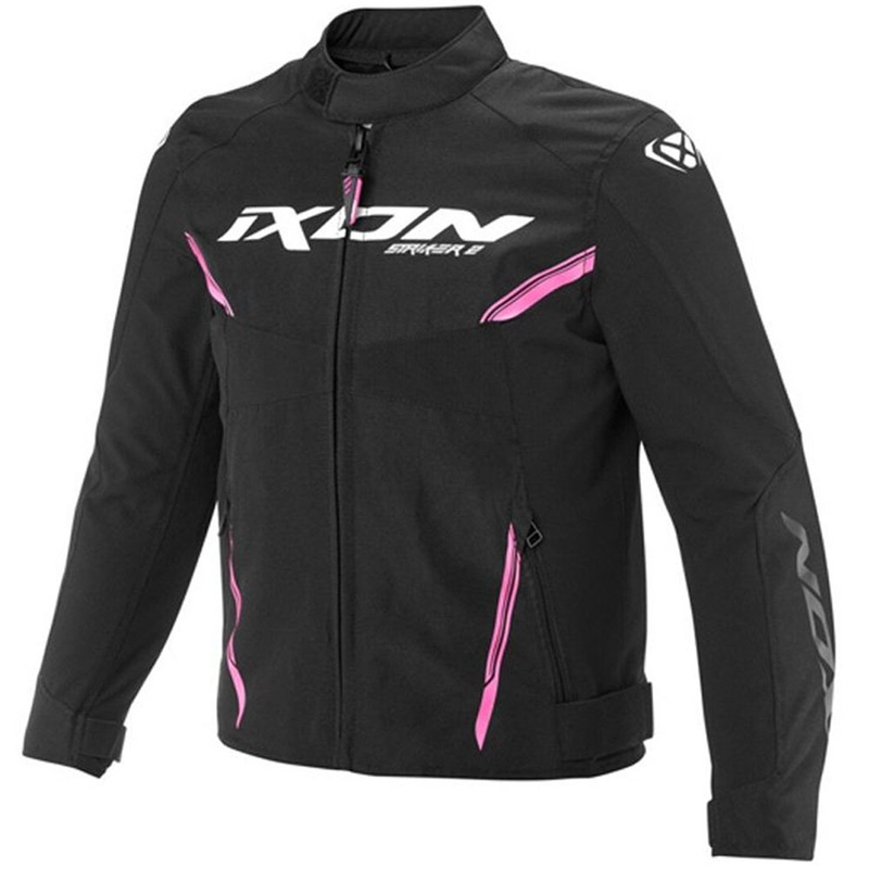 Chaqueta de moto infantil IXON Striker 2 negra-rosa flúor