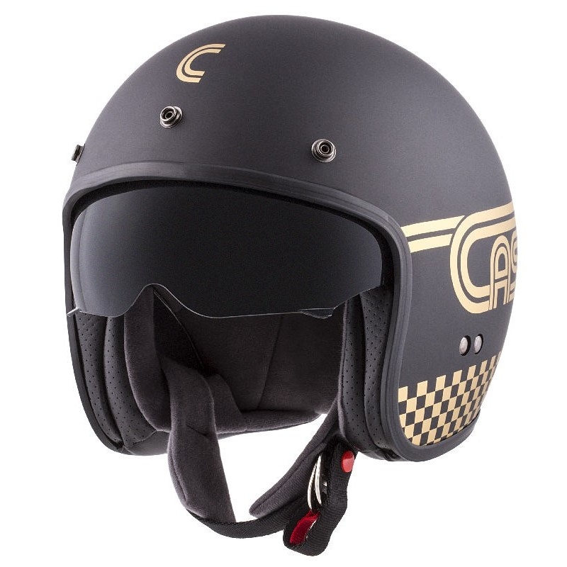 Casco de moto abierto Cassida Oxygen Rondo negro y dorado