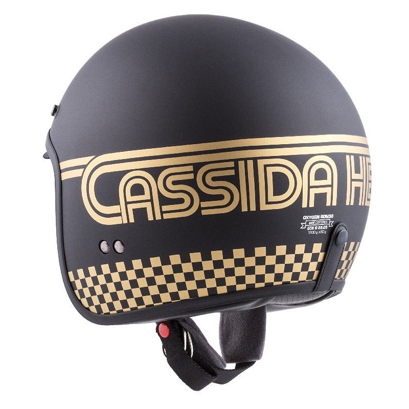 Casco de moto abierto Cassida Oxygen Rondo negro y dorado