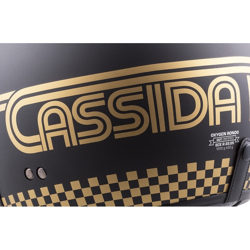 Casco de moto abierto Cassida Oxygen Rondo negro y dorado