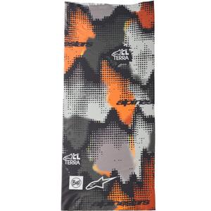 Calentador de cuello Alpinestars Buff Nazca, camuflaje gris-naranja flúor.