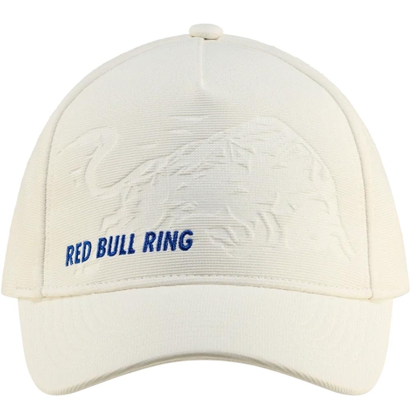 Gorra blanca con el logo de Red Bull Racing grabado en relieve