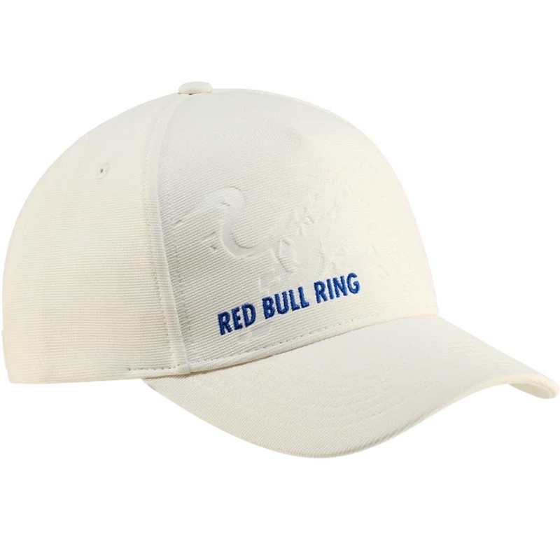 Gorra blanca con el logo de Red Bull Racing grabado en relieve