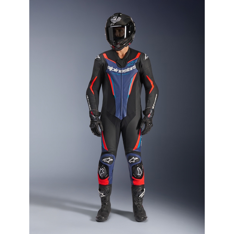 Mono de moto Alpinestars GP FORCE V2 de una pieza negro-azul-rojo flúor-