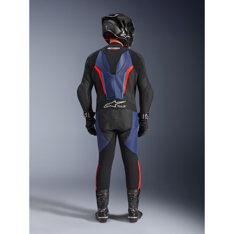 Mono de moto Alpinestars GP FORCE V2 de una pieza negro-azul-rojo flúor-