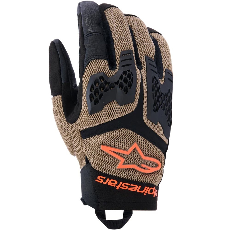Guantes de moto Alpinestars Manti Air color caqui oscuro-negro-naranja flúor
