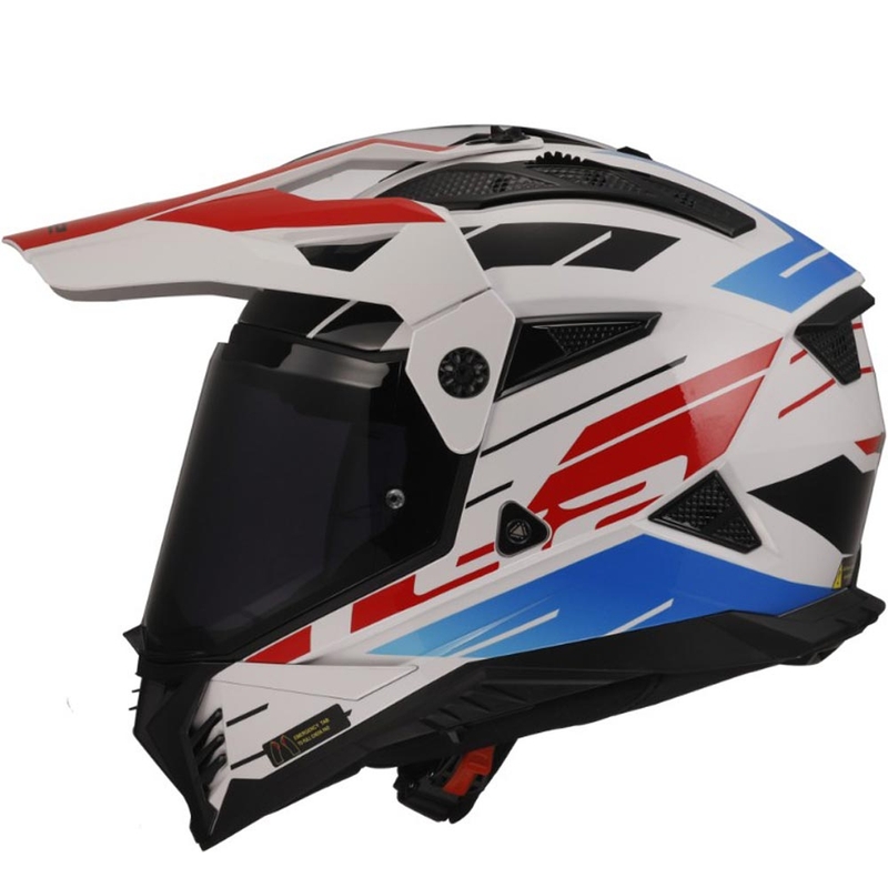 Casco de moto Enduro LS2 MX702 PIONEER II NAMIB blanco-azul-rojo