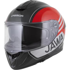 Casco integral para motocicleta Cassida Integral GT 2.1 Jawa Sport, color negro-rojo perla-plata.