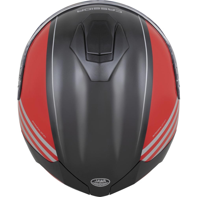 Casco integral para motocicleta Cassida Integral GT 2.1 Jawa Sport, color negro-rojo perla-plata.