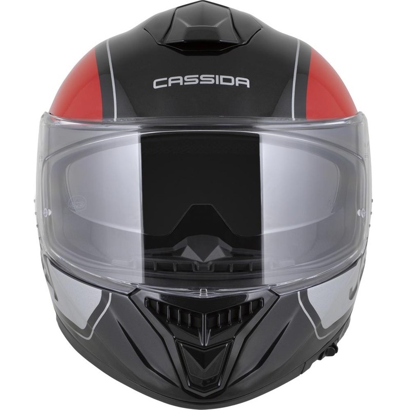 Casco integral para motocicleta Cassida Integral GT 2.1 Jawa Sport, color negro-rojo perla-plata.