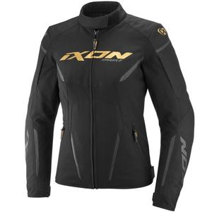 Chaqueta de moto para mujer IXON Striker 2 Lady, color negro y dorado.