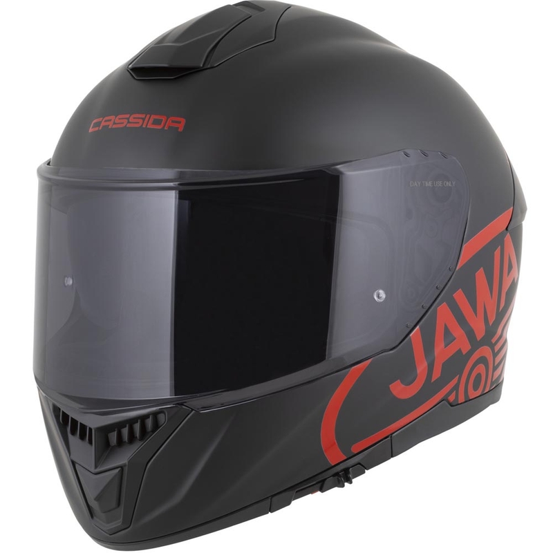 Casco integral para motocicleta Cassida Integral GT 2.1 Jawa Solid, color negro mate y rojo brillante.