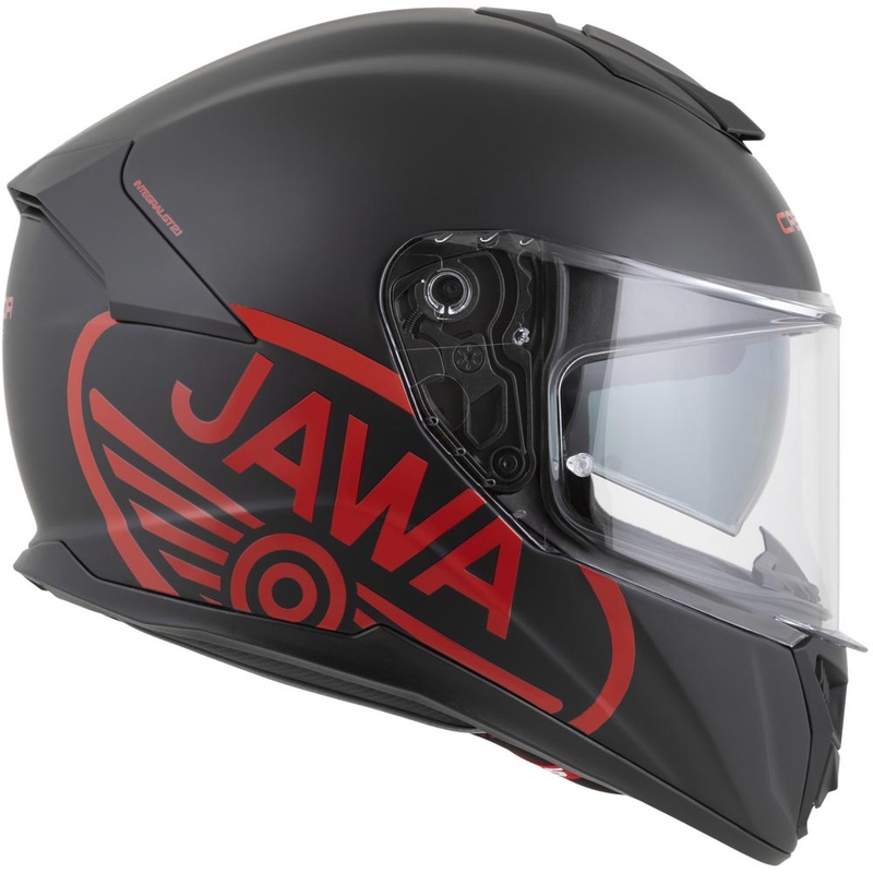 Casco integral para motocicleta Cassida Integral GT 2.1 Jawa Solid, color negro mate y rojo brillante.