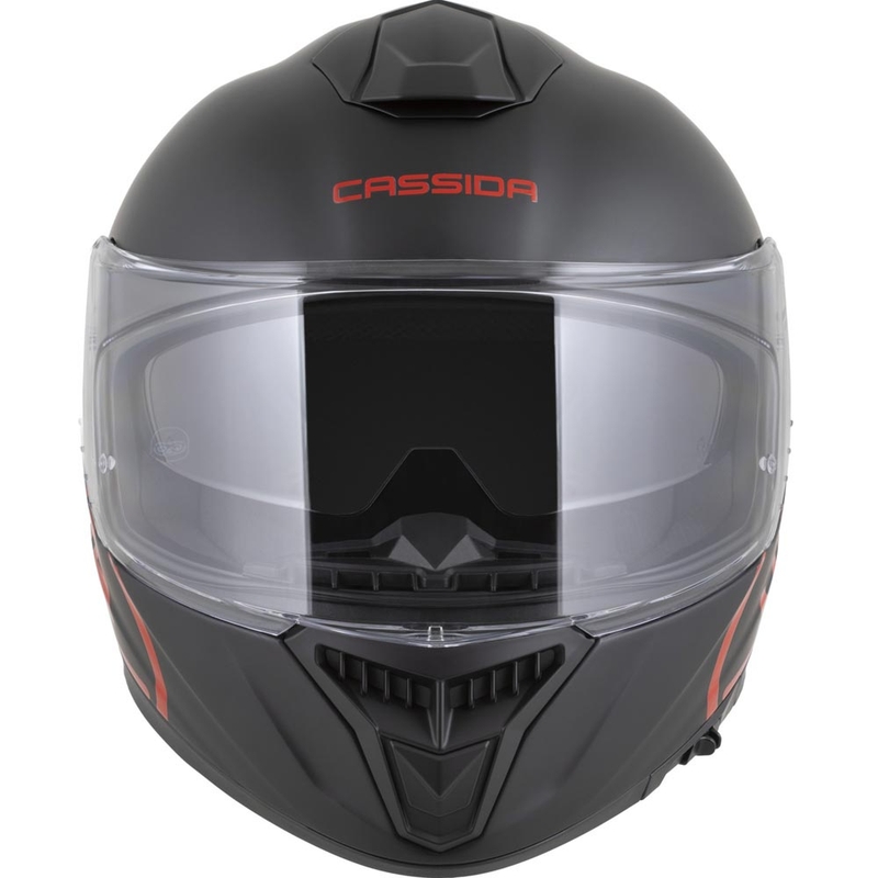 Casco integral para motocicleta Cassida Integral GT 2.1 Jawa Solid, color negro mate y rojo brillante.