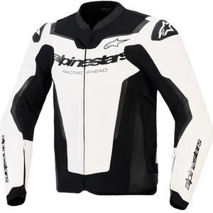 Chaqueta de moto de cuero Alpinestars GP Force V2 blanca-negra