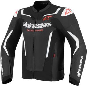 Chaqueta de moto de cuero Alpinestars GP Force V2 Airflow en blanco y negro.