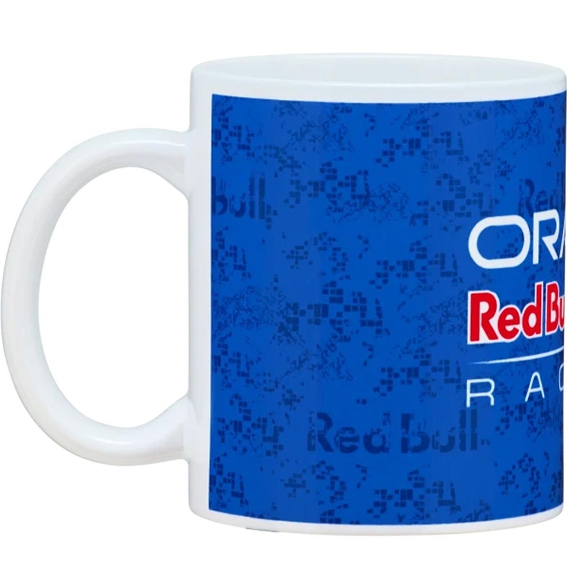 Taza azul con el logo de Oracle Red Bull Racing