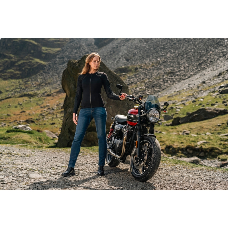 Chaqueta de moto Knox Urbane PRO Mk3 para mujer, color negro.