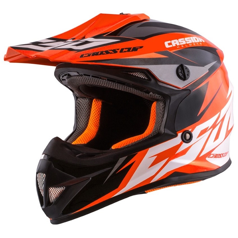 Casco de motocross infantil Cassida Cross Cup Two negro-blanco-naranja fluo
