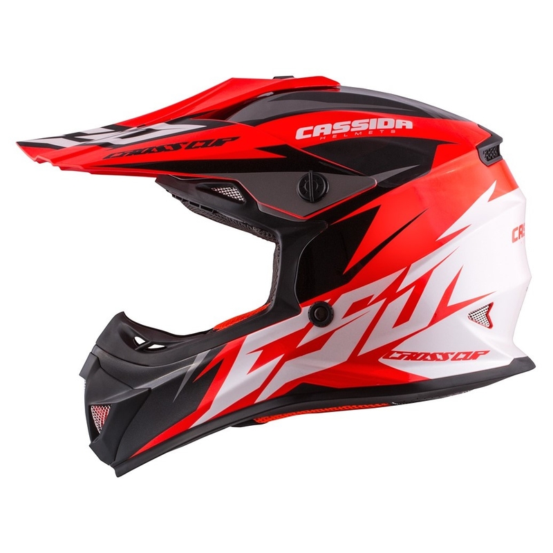 Casco de motocross infantil Cassida Cross Cup Two negro-blanco-naranja fluo