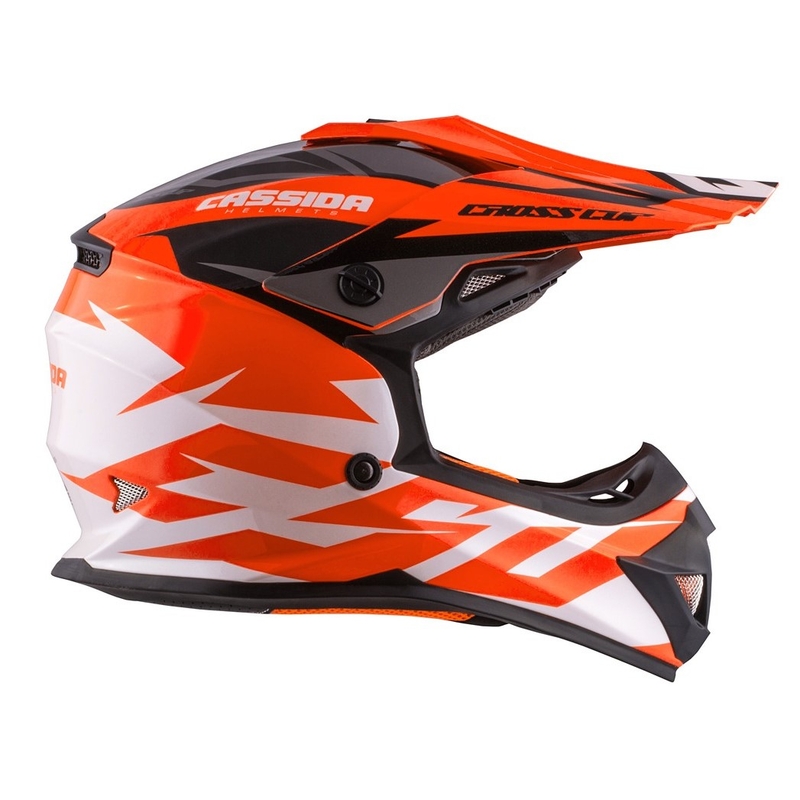 Casco de motocross infantil Cassida Cross Cup Two negro-blanco-naranja fluo