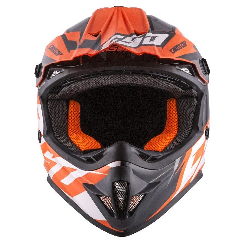 Casco de motocross infantil Cassida Cross Cup Two negro-blanco-naranja fluo