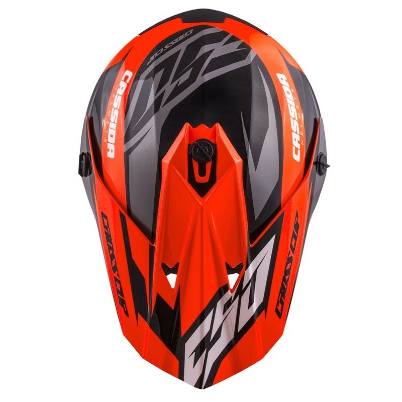 Casco de motocross infantil Cassida Cross Cup Two negro-blanco-naranja fluo