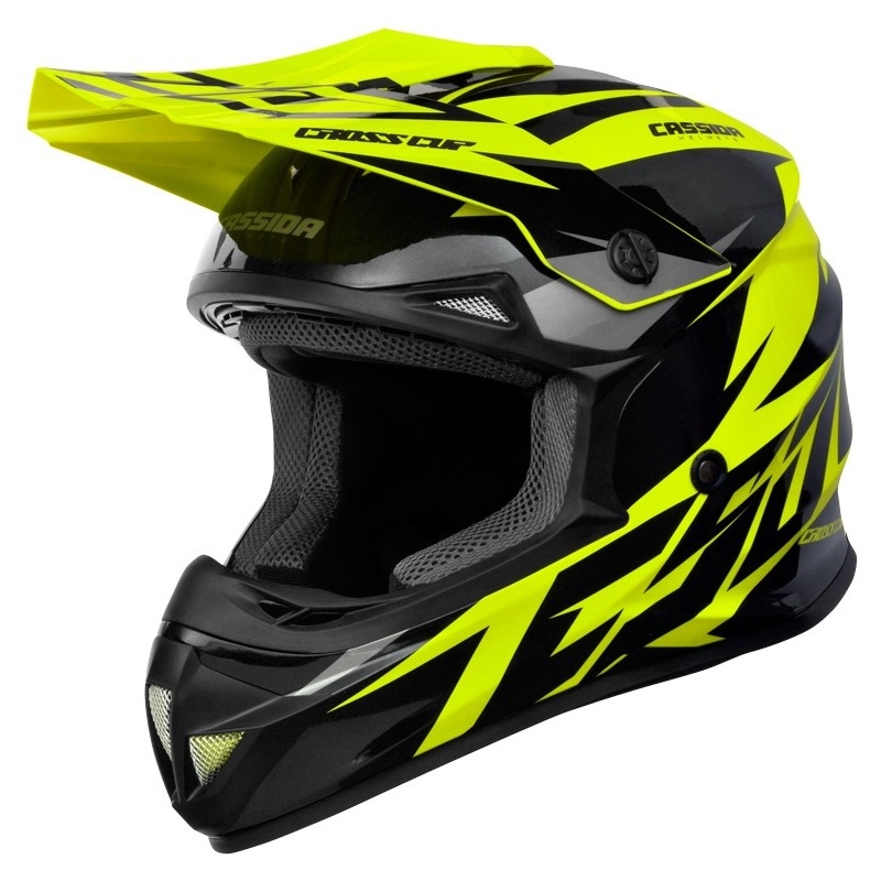 Casco de motocross infantil Cassida Cross Cup Two negro-gris-amarillo fluo