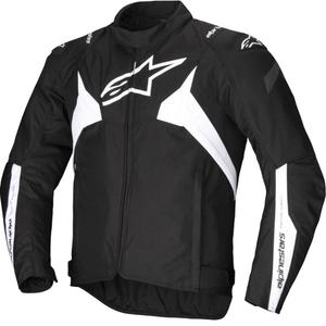 Chaqueta de moto impermeable Alpinestars T-JAWS V4, color negro y blanco.