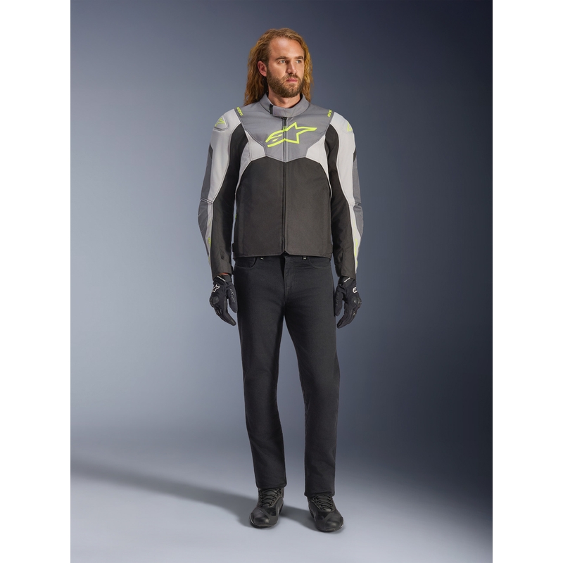 Chaqueta de moto impermeable Alpinestars T-JAWS V4 negra-gris claro-gris