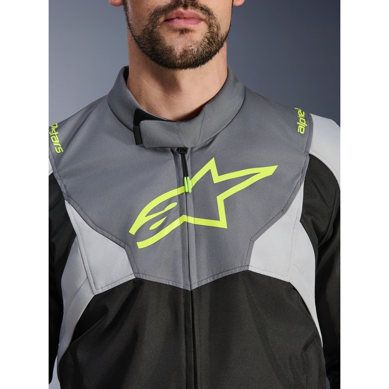 Chaqueta de moto impermeable Alpinestars T-JAWS V4 negra-gris claro-gris