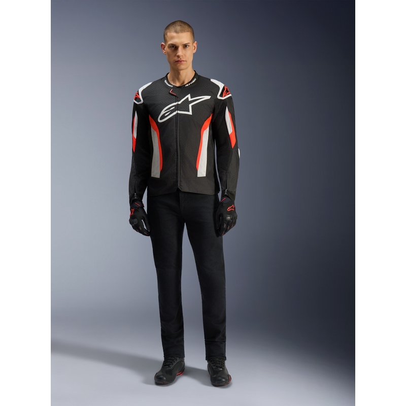 Chaqueta de moto Alpinestars T-GP AIR negra-rojo flúor