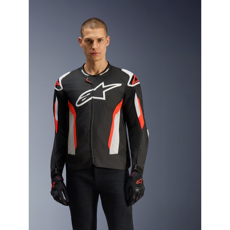 Chaqueta de moto Alpinestars T-GP AIR negra-rojo flúor