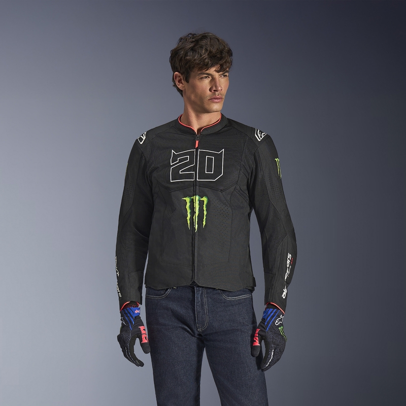 Chaqueta de moto Alpinestars T-SPS Air V2 Monster FQ20, colección blanco y negro.