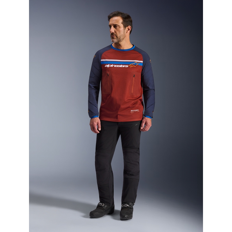 Camiseta de motocross Alpinestars Maxdura Dual naranja-azul oscuro