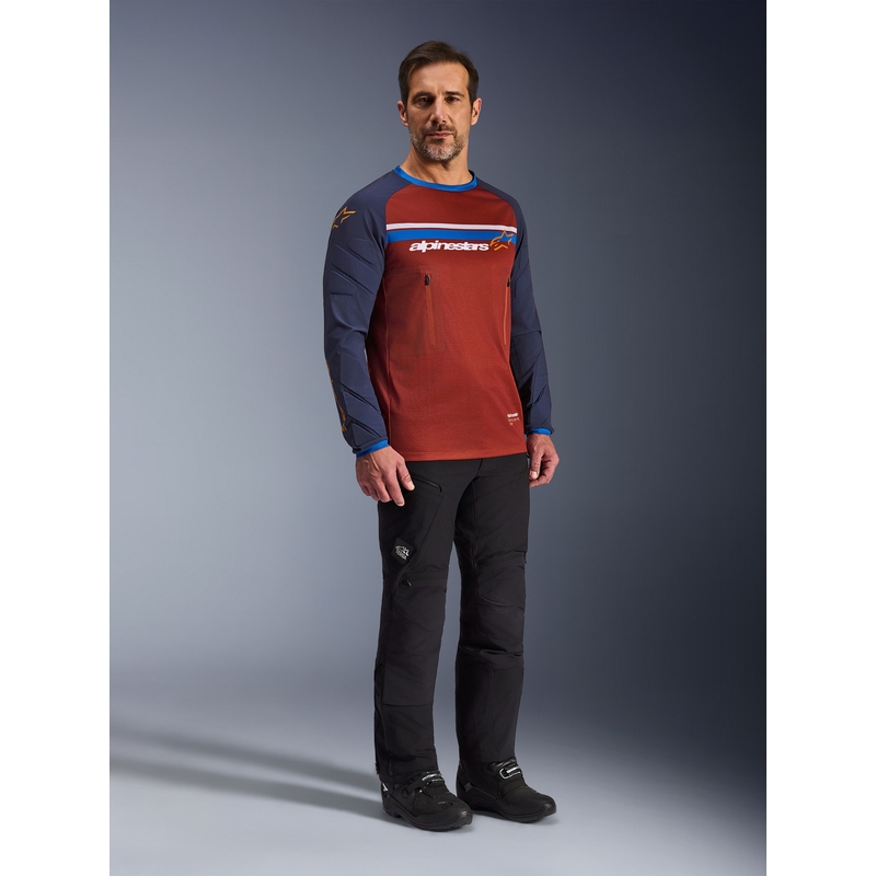 Camiseta de motocross Alpinestars Maxdura Dual naranja-azul oscuro
