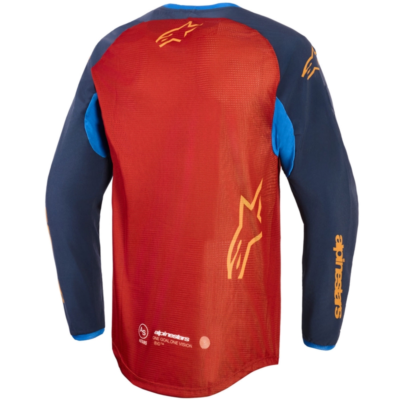 Camiseta de motocross Alpinestars Maxdura Dual naranja-azul oscuro