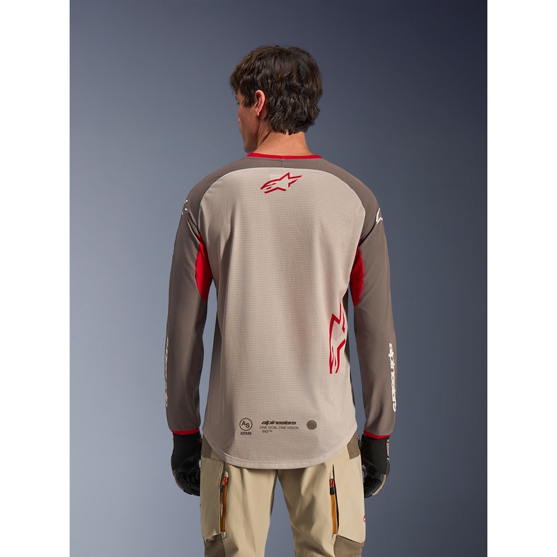 Camiseta de motocross Alpinestars Maxdura Dual marrón-naranja