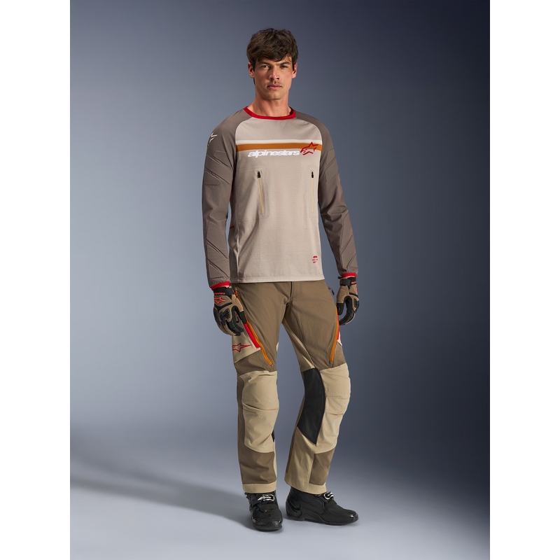 Camiseta de motocross Alpinestars Maxdura Dual marrón-naranja