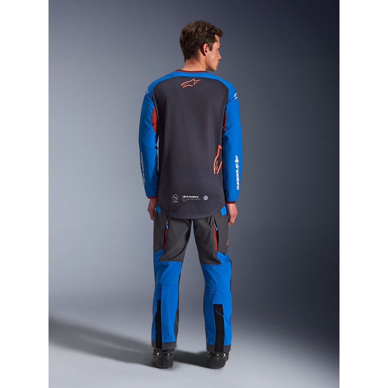 Camiseta de motocross Alpinestars Maxdura Dual gris oscuro-azul-naranja