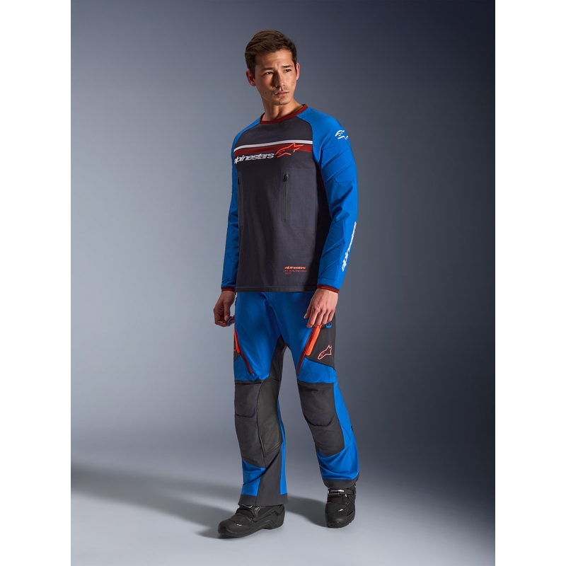 Camiseta de motocross Alpinestars Maxdura Dual gris oscuro-azul-naranja