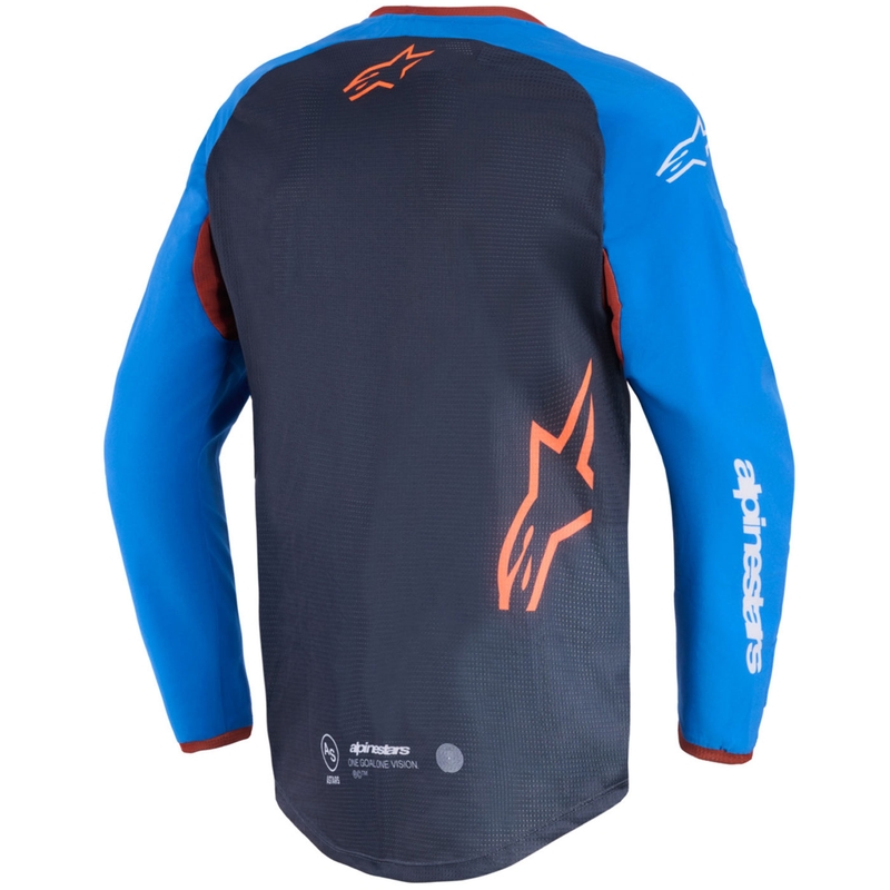 Camiseta de motocross Alpinestars Maxdura Dual gris oscuro-azul-naranja