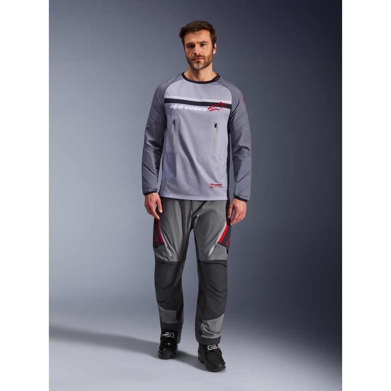 Camiseta de motocross Alpinestars Maxdura Dual gris claro-gris oscuro-naranja