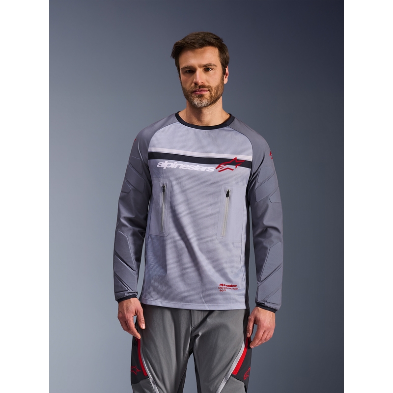Camiseta de motocross Alpinestars Maxdura Dual gris claro-gris oscuro-naranja