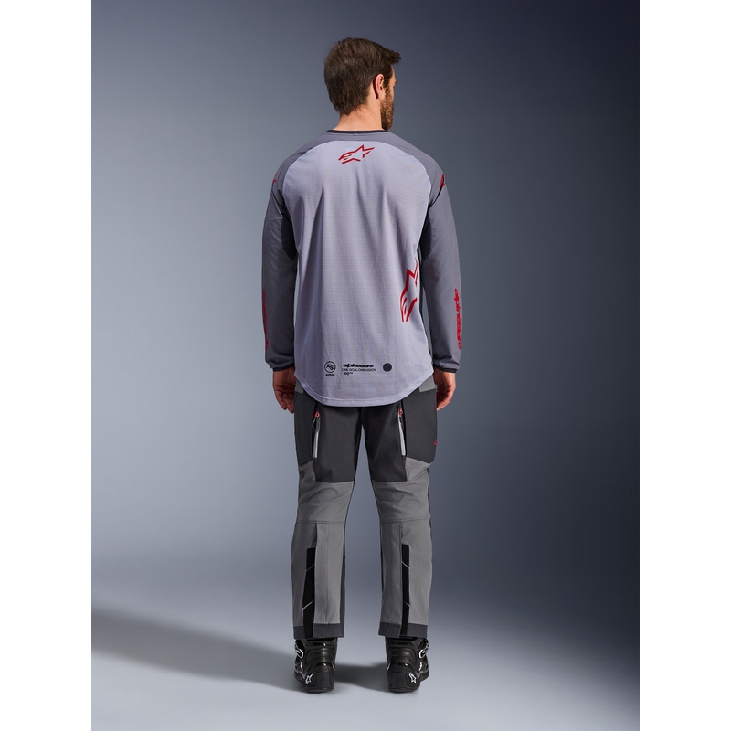 Camiseta de motocross Alpinestars Maxdura Dual gris claro-gris oscuro-naranja