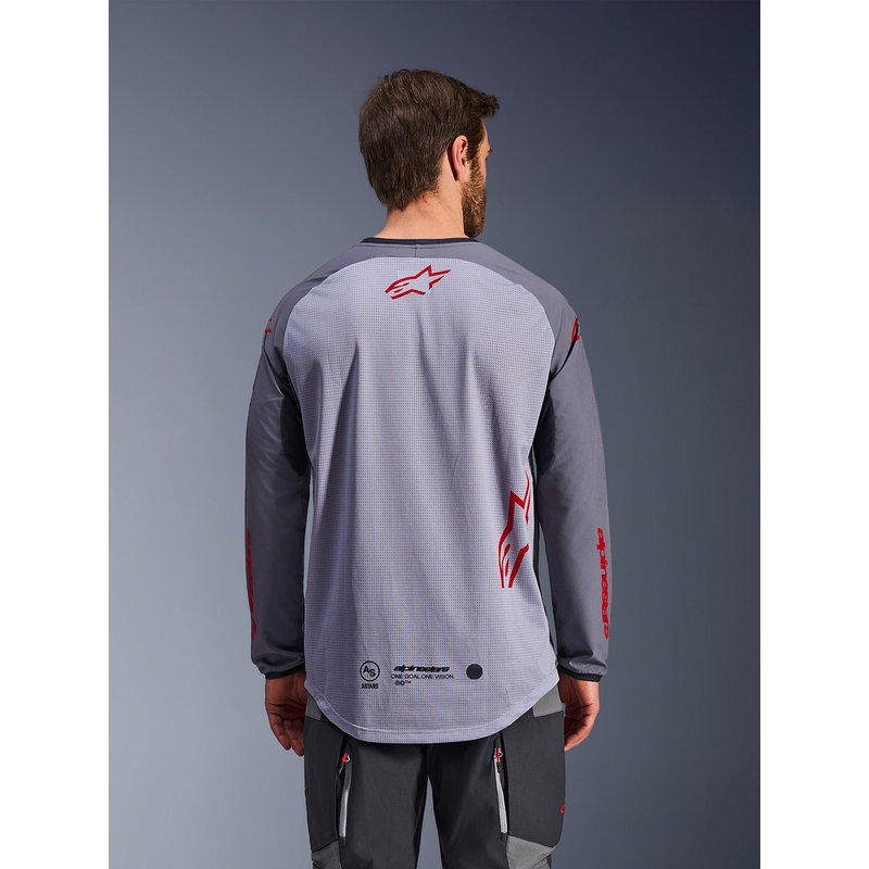 Camiseta de motocross Alpinestars Maxdura Dual gris claro-gris oscuro-naranja